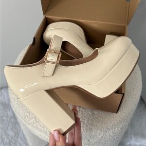Cream Platform Mary Jane Shoes